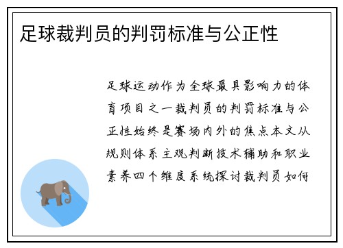 足球裁判员的判罚标准与公正性